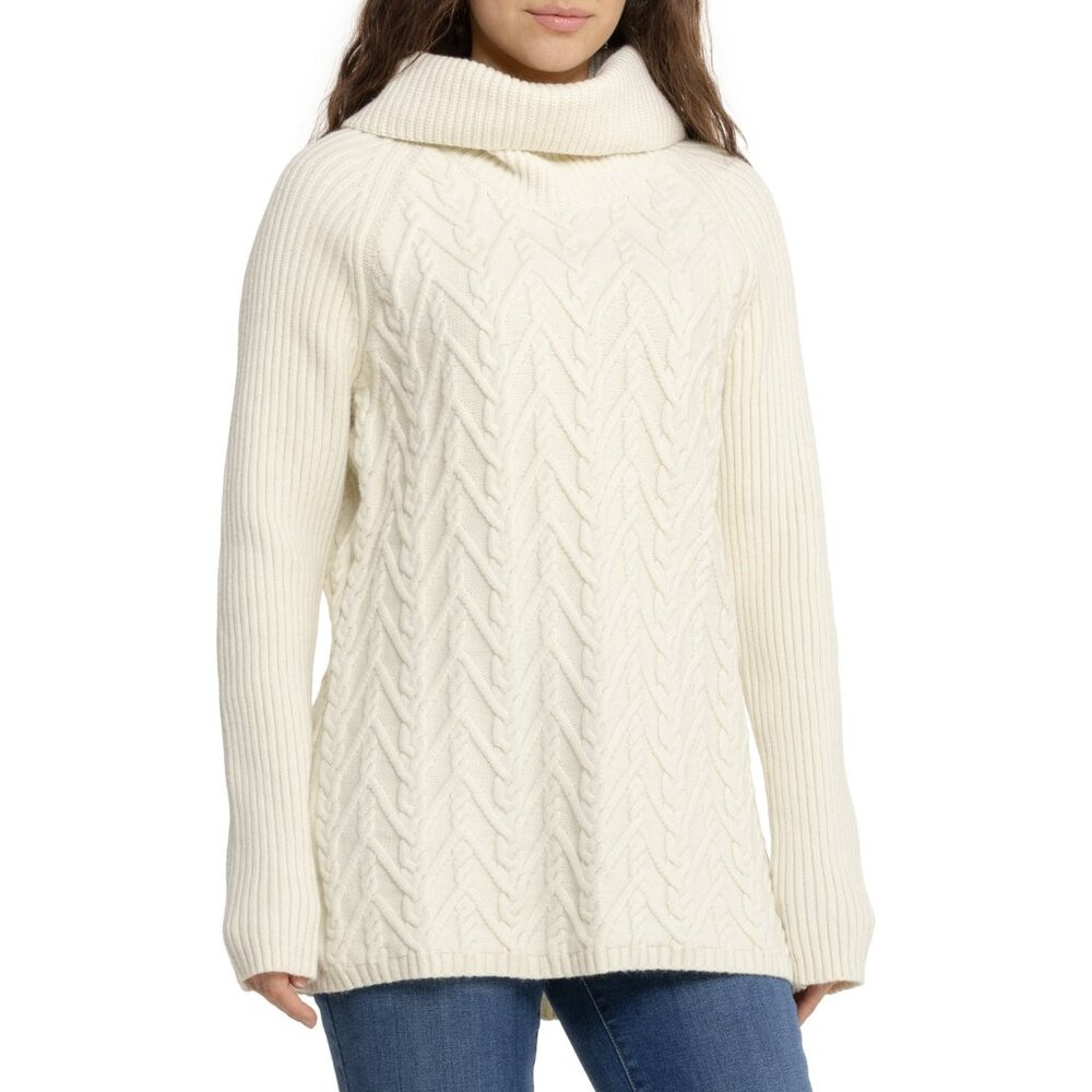 NEW NWT $90 Frost Cowl Neck II Tunic Sweater Size XL White Cotton Knit